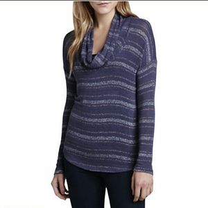NWT Splendid Cowl Neck purple Metallic Stripe lightweight Sweater M